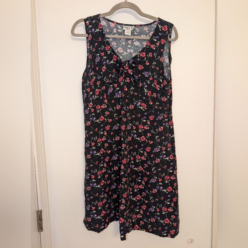 Vintage Robbie Bee Black Floral Midi Dress